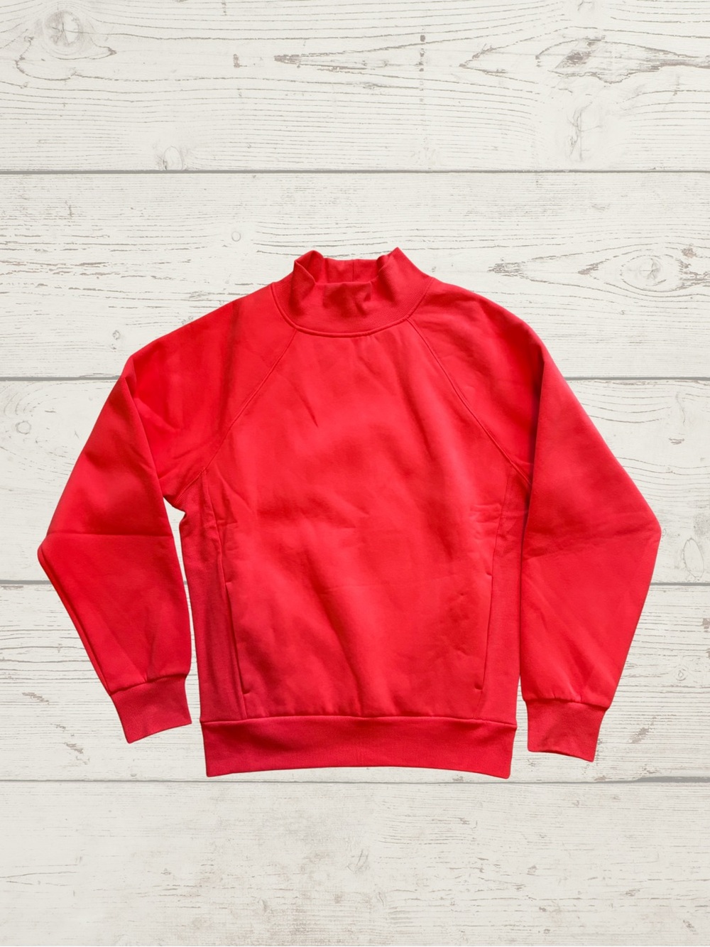Women's Red Mock Neck Sweatshirt